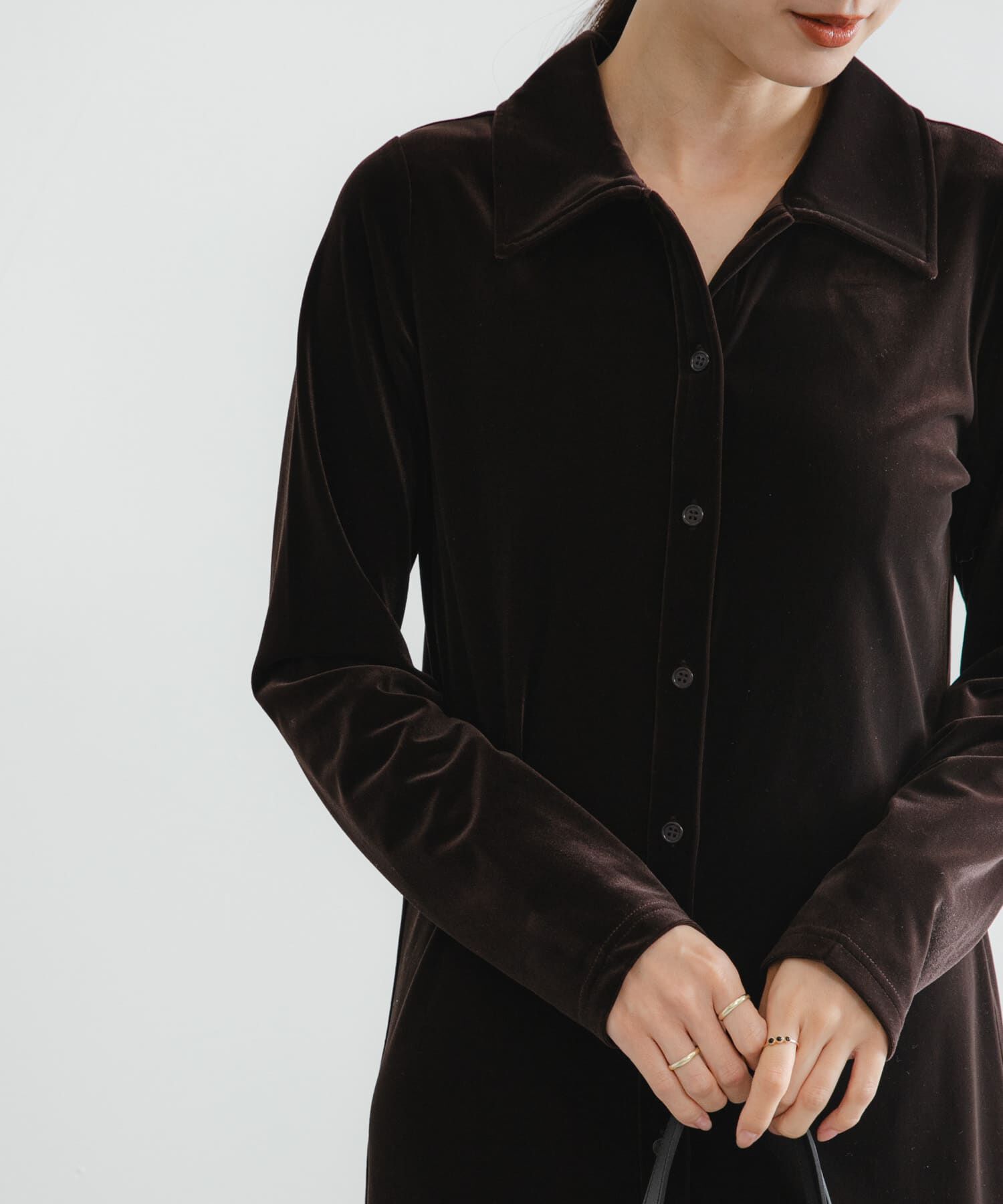 URBAN RESEARCH「ベロアシャツカラーワンピース」|ワンピース|