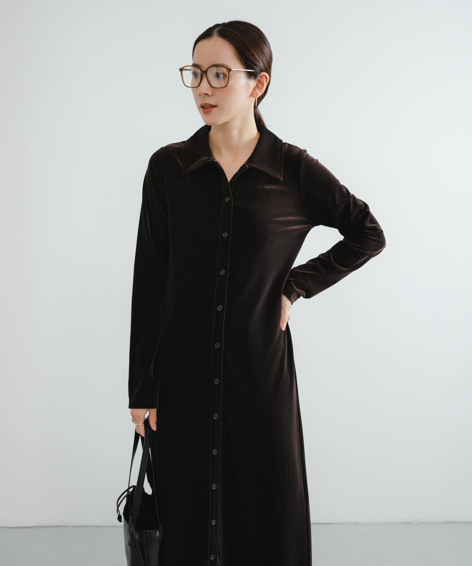 URBAN RESEARCH「ベロアシャツカラーワンピース」|ワンピース|