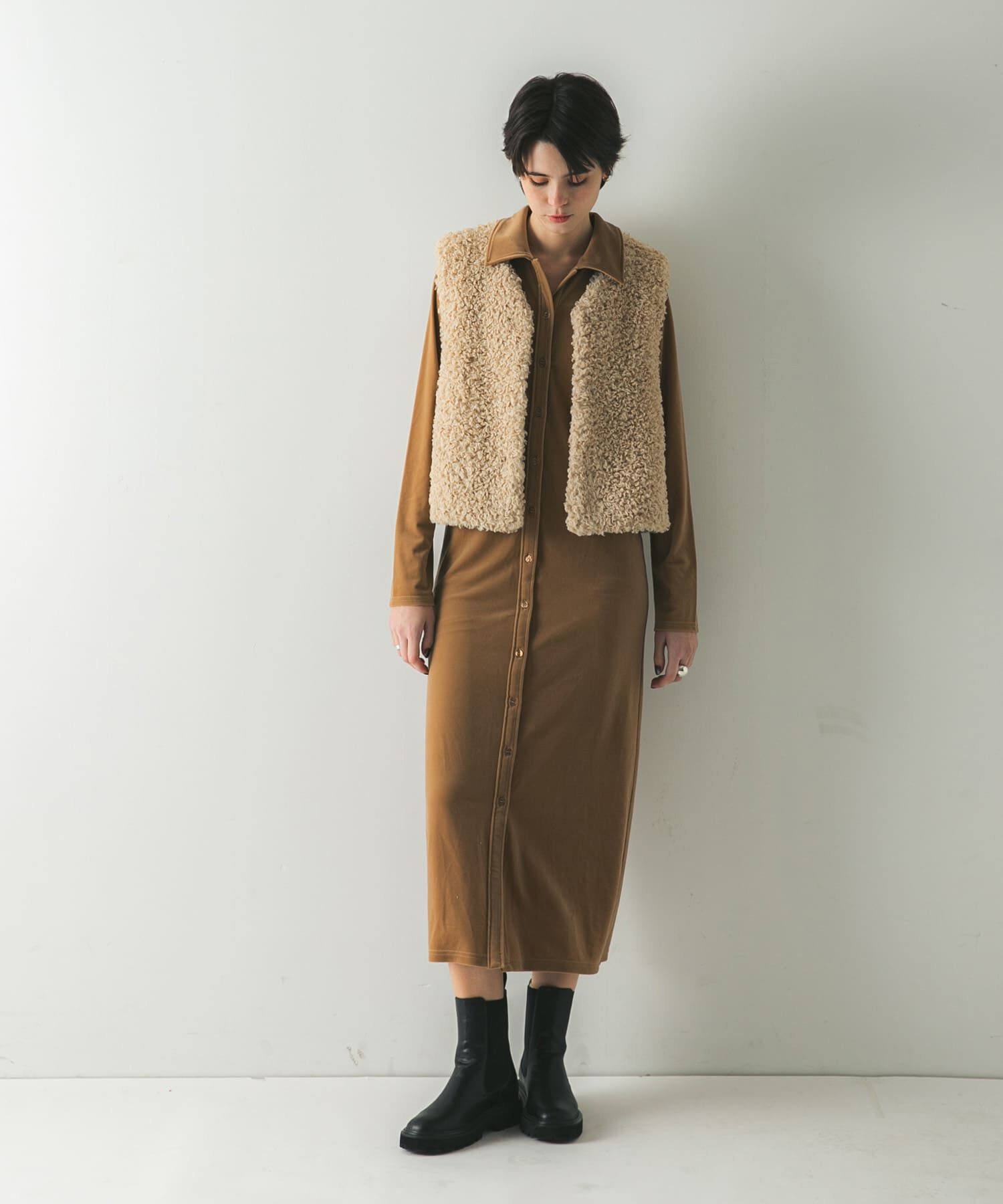 URBAN RESEARCH「ベロアシャツカラーワンピース」|ワンピース|