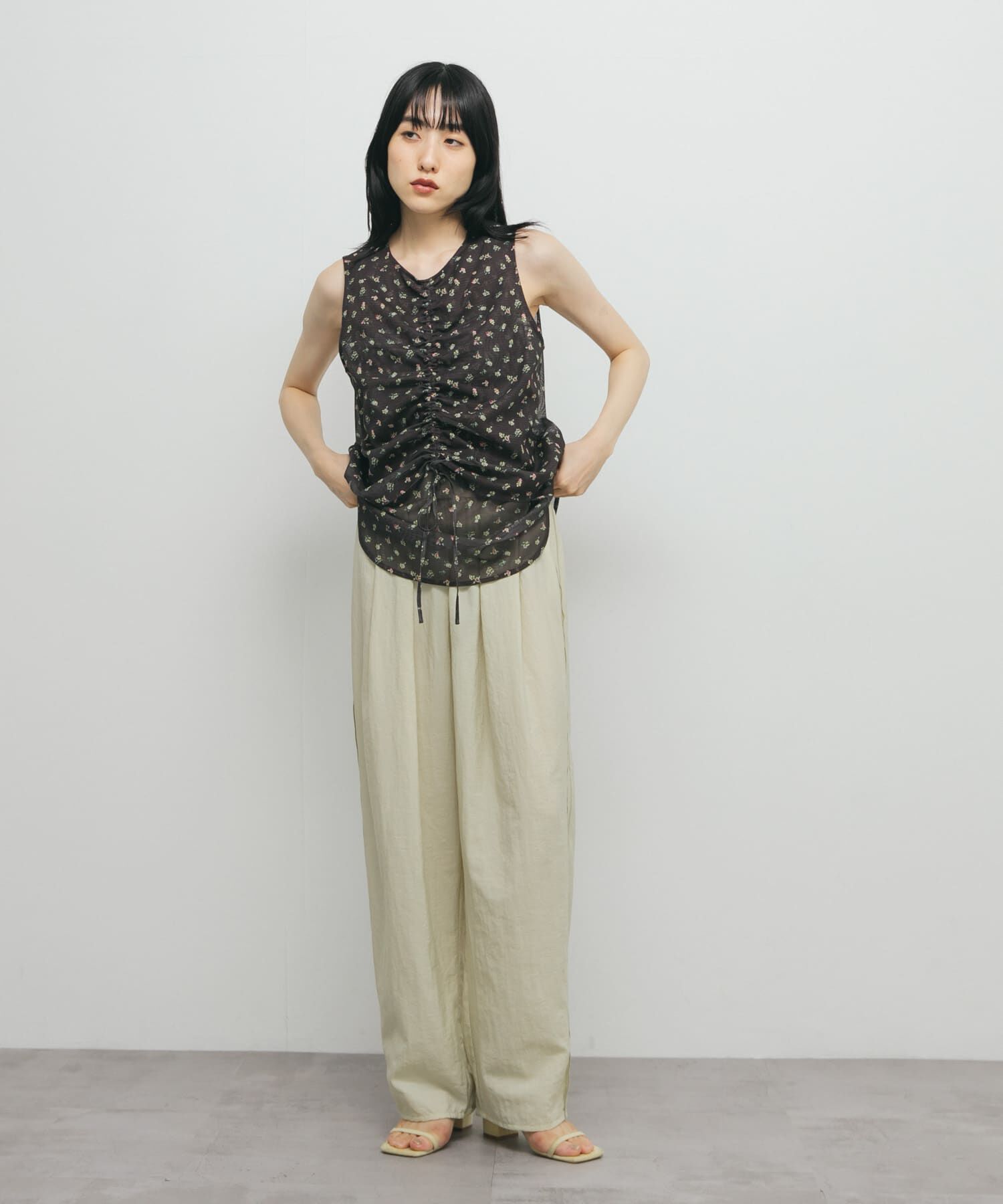  「フラワープリントメッシュトップス」|シャツ・ブラウス|