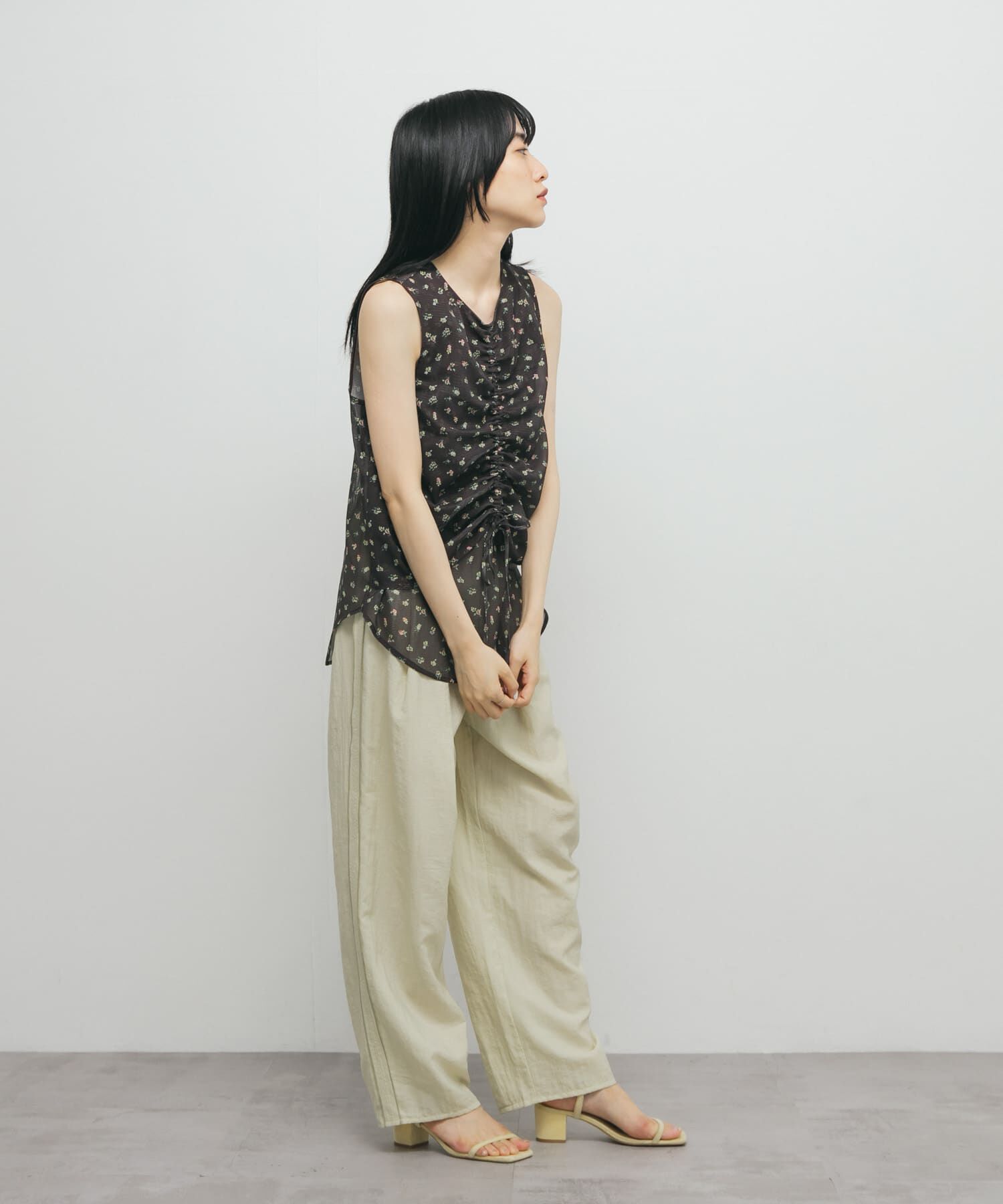  「フラワープリントメッシュトップス」|シャツ・ブラウス|