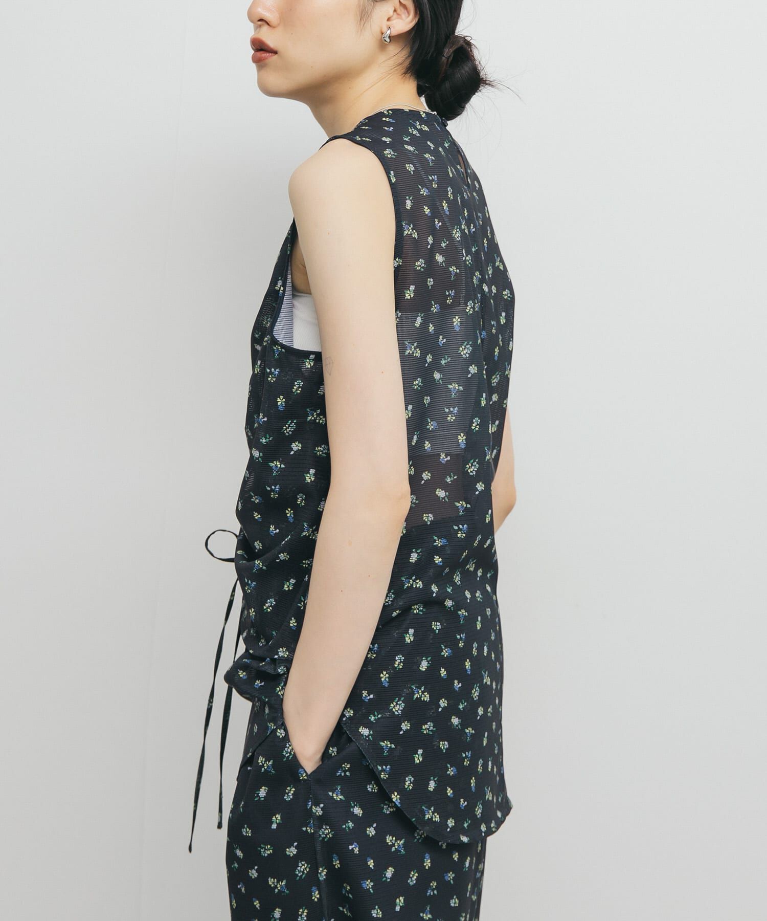  「フラワープリントメッシュトップス」|シャツ・ブラウス|