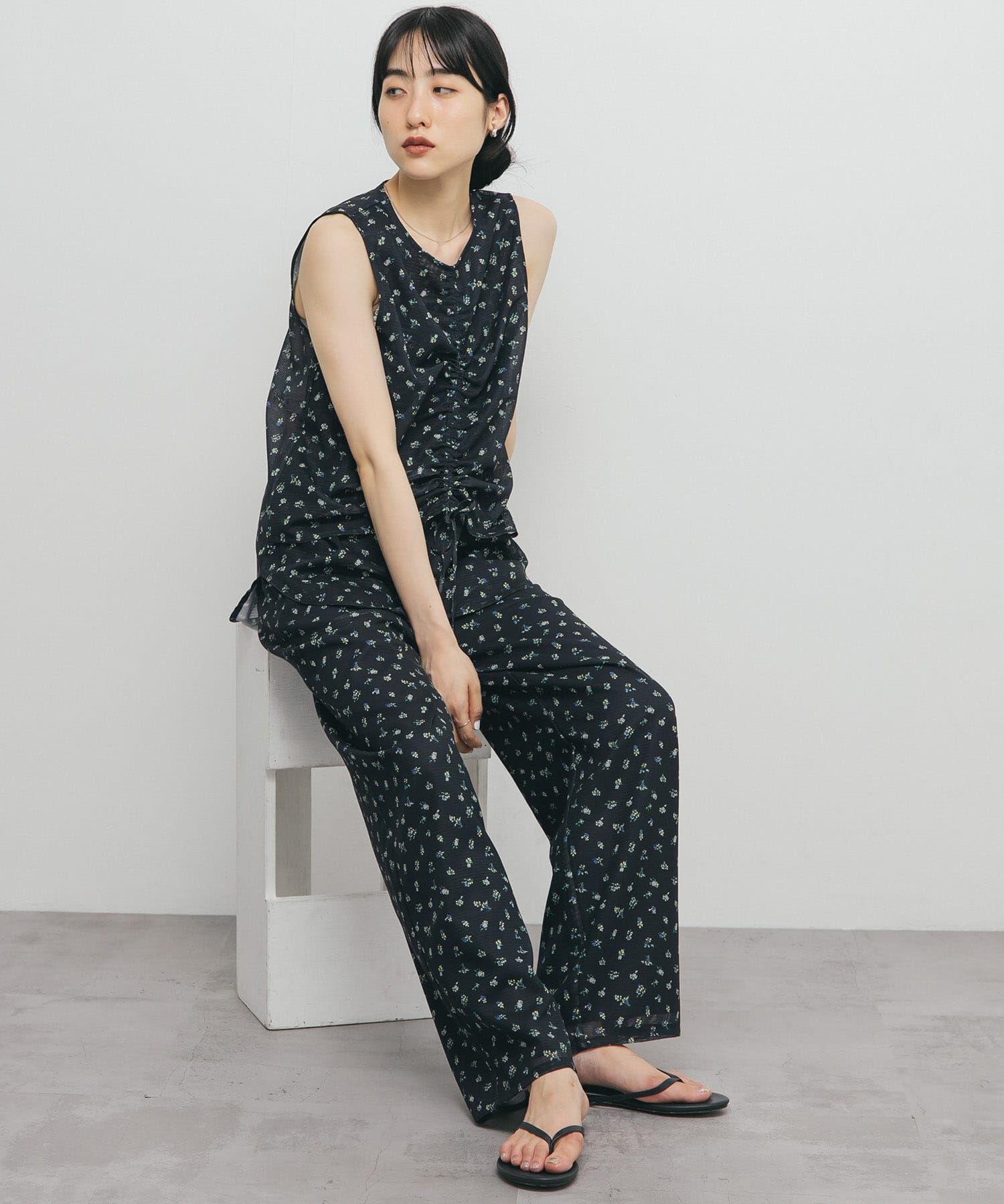  「フラワープリントメッシュトップス」|シャツ・ブラウス|