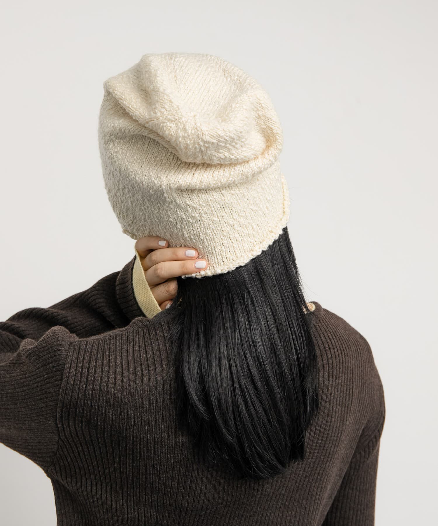  「イージーニットビーニー」|ニット帽|アイボリー