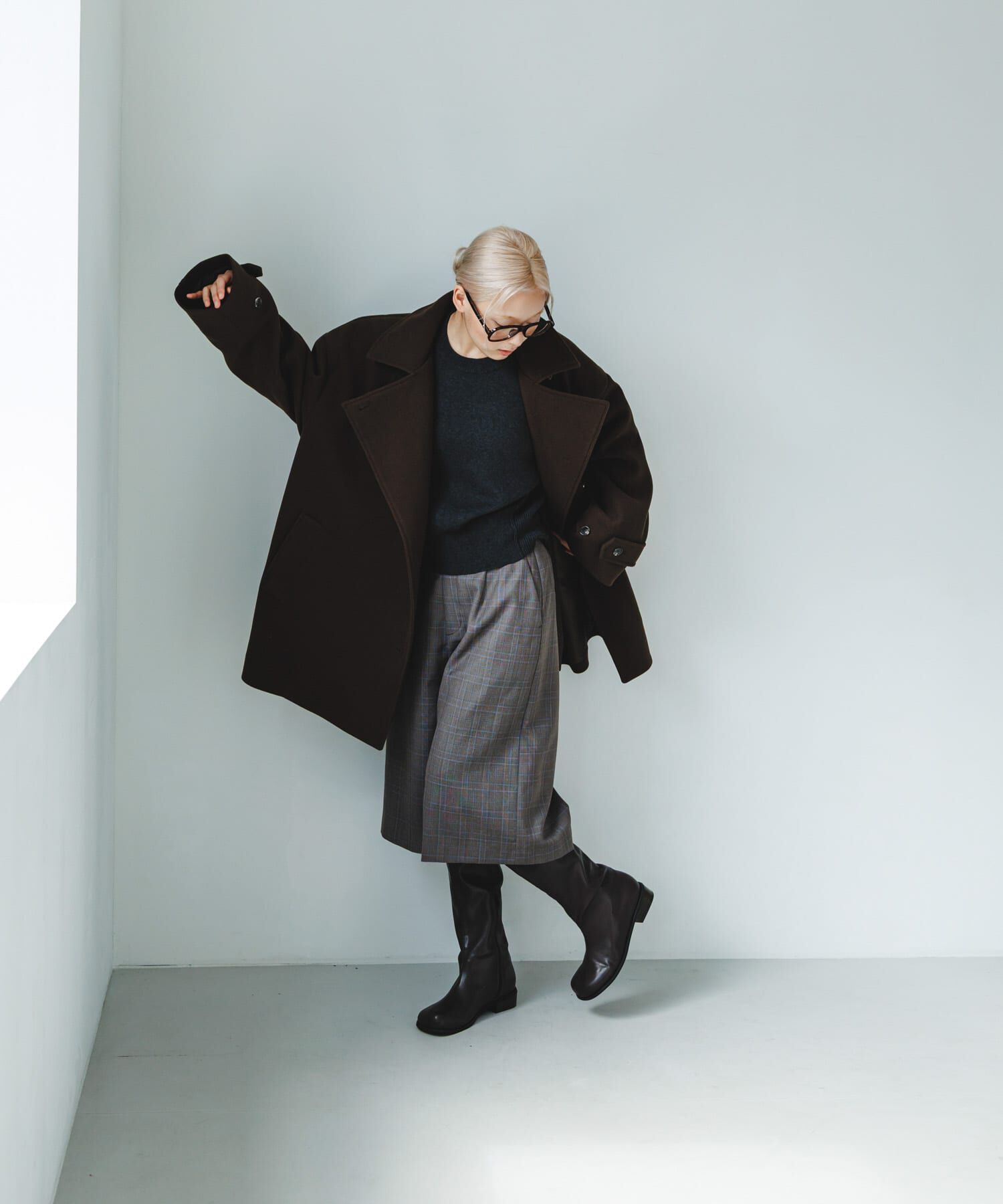  「BIGカラーミドルコート」|ノーカラーコート|