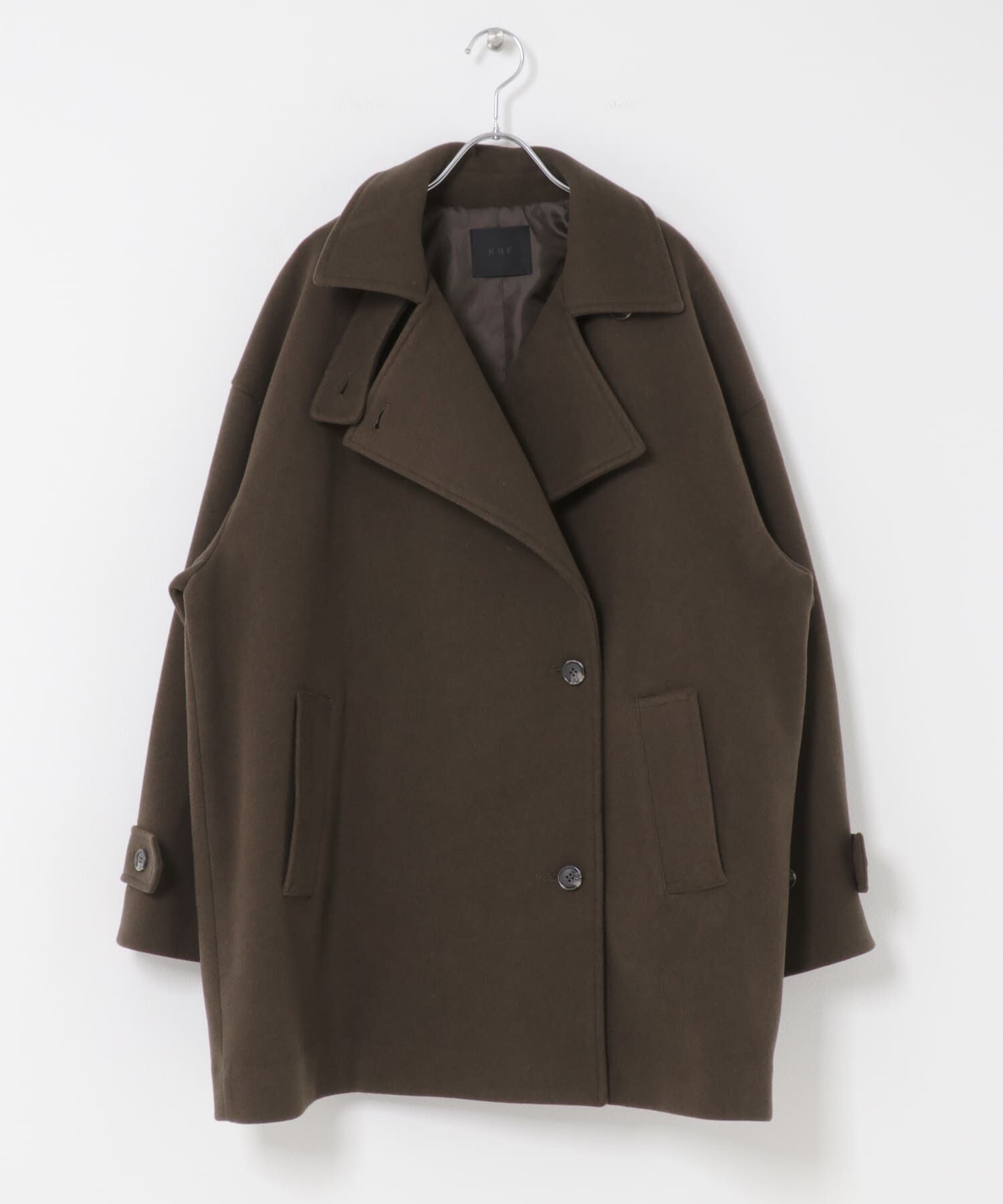  「BIGカラーミドルコート」|ノーカラーコート|