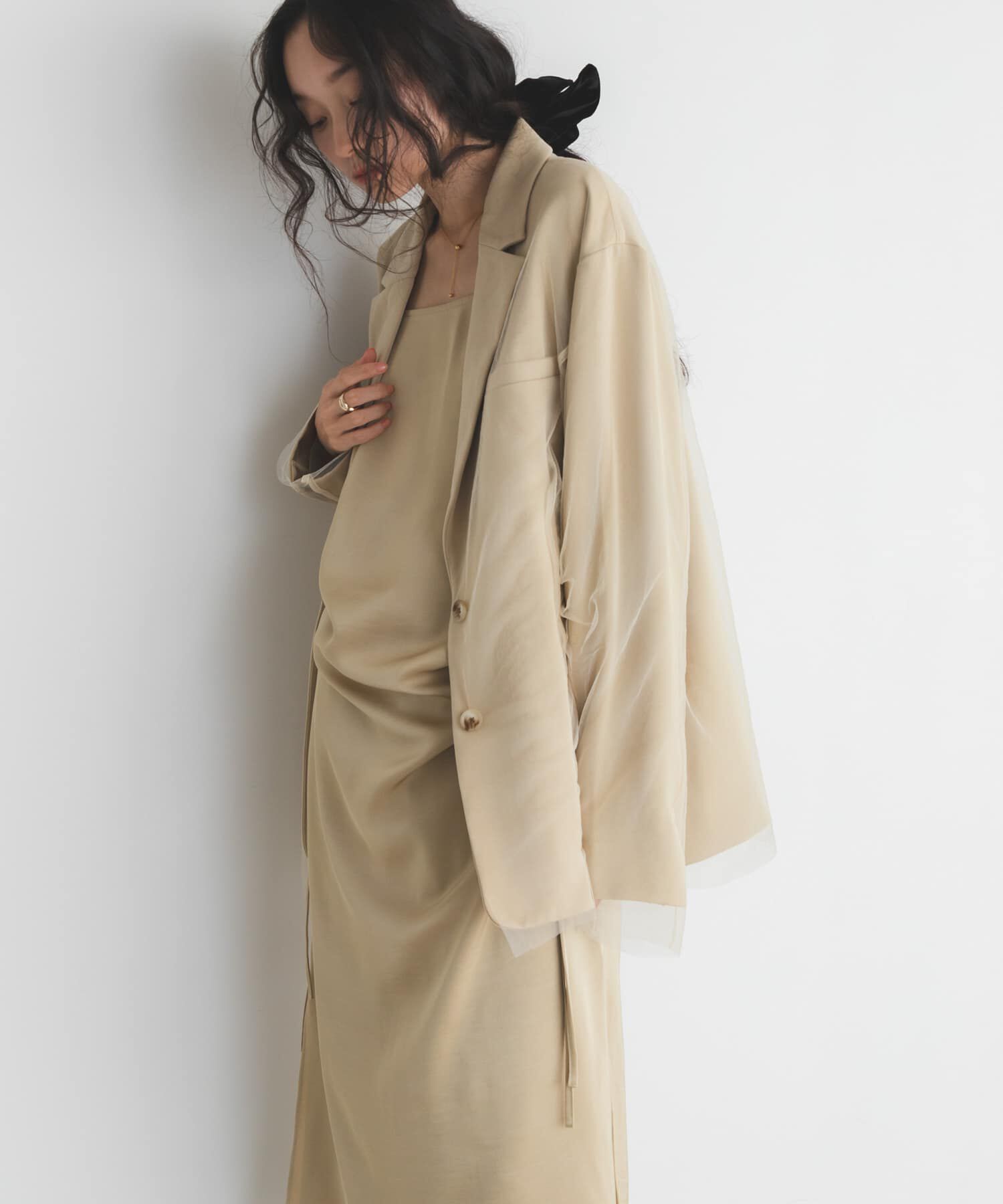  「ドロストサテンキャミワンピース」|ワンピース|