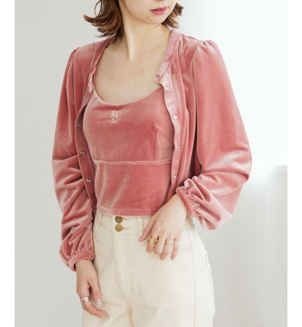 MAJESTICLEGON「キャミセットベロアカーディガン」|カーディガン|