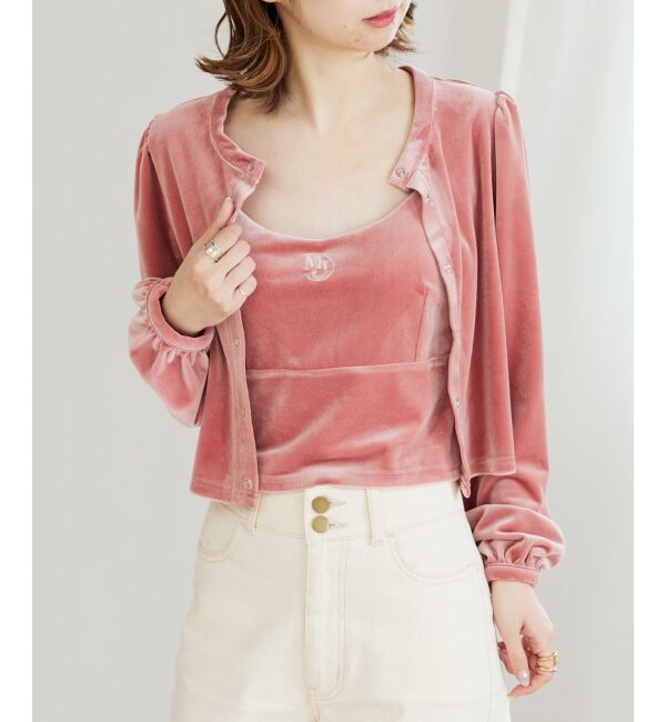 MAJESTICLEGON「キャミセットベロアカーディガン」|カーディガン|