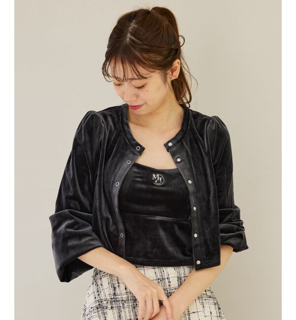 MAJESTICLEGON「キャミセットベロアカーディガン」|カーディガン|