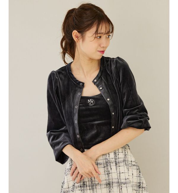 MAJESTICLEGON「キャミセットベロアカーディガン」|カーディガン|