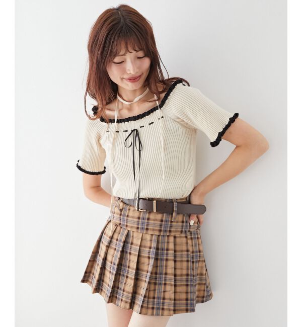 MAJESTICLEGON「太ベルトプリーツミニスカート」|スカート|