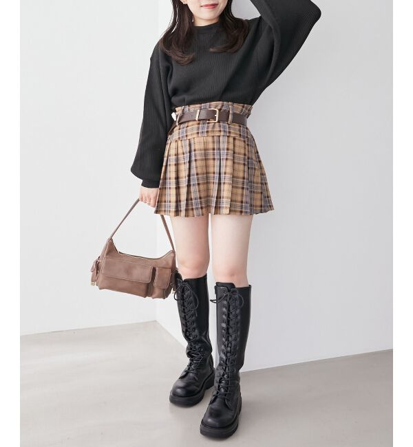 MAJESTICLEGON「太ベルトプリーツミニスカート」|スカート|