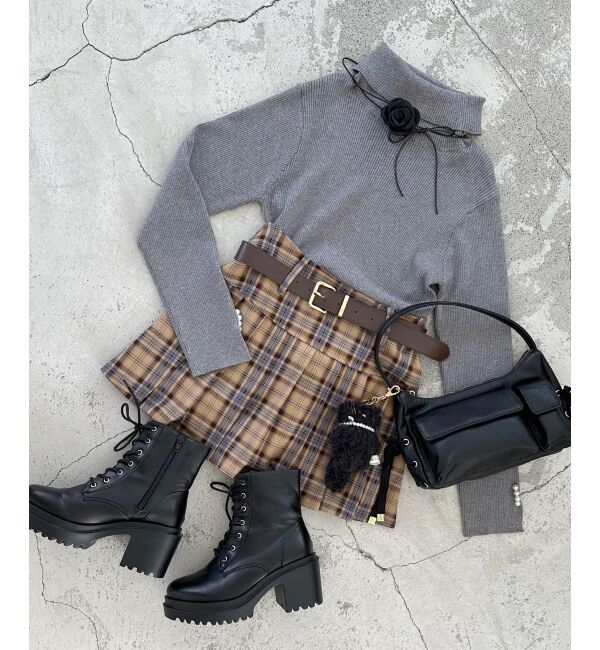 MAJESTICLEGON「太ベルトプリーツミニスカート」|スカート|