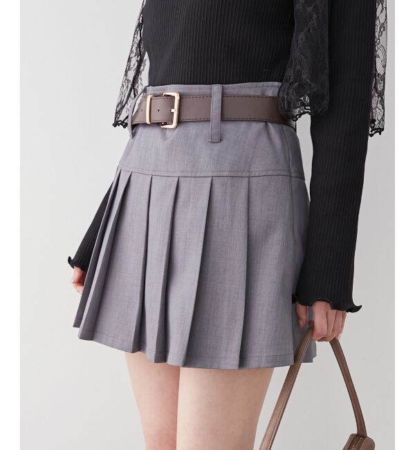 MAJESTICLEGON「太ベルトプリーツミニスカート」|スカート|