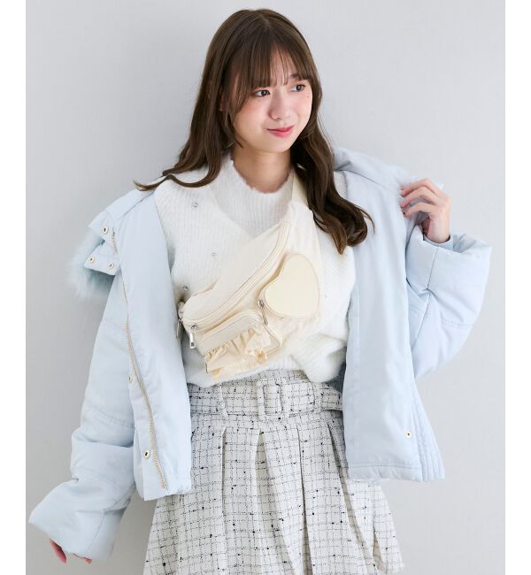  「ハート&times;フリルウエストポーチ」|その他|アイボリー