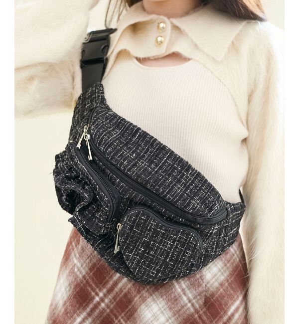  「ハート&times;フリルウエストポーチ」|その他|ブラック柄