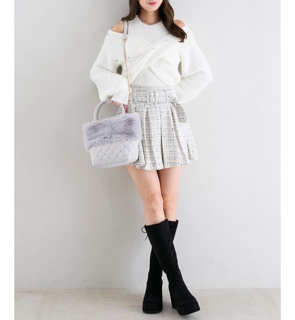  「オープンショルダーカシュクールニット」|ニット・セーター|