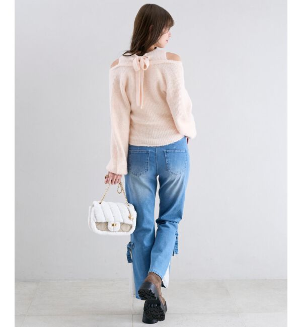  「オープンショルダーカシュクールニット」|ニット・セーター|