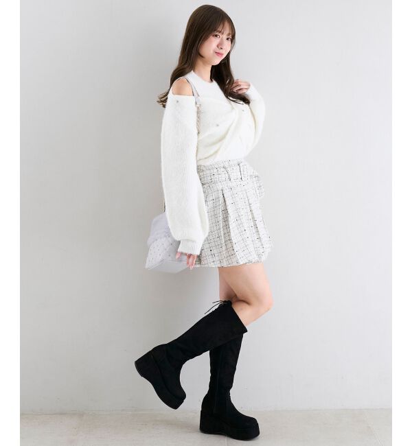  「オープンショルダーカシュクールニット」|ニット・セーター|