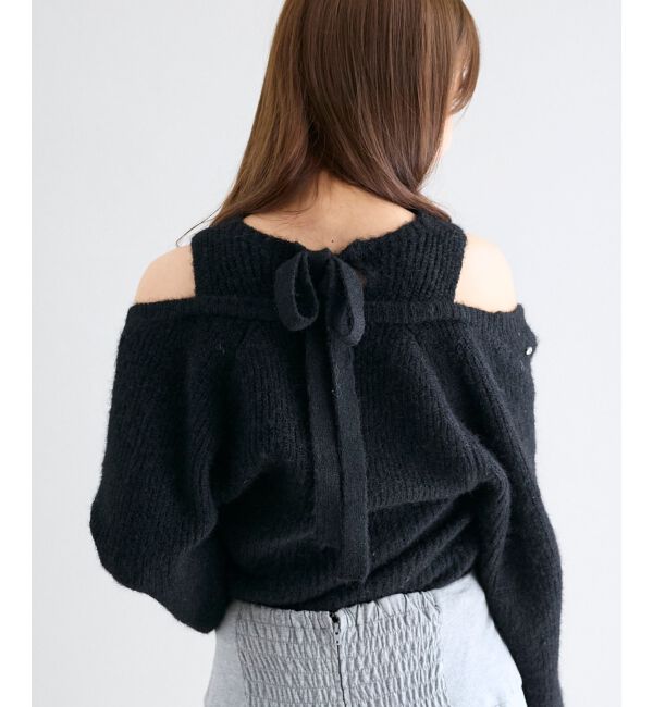  「オープンショルダーカシュクールニット」|ニット・セーター|
