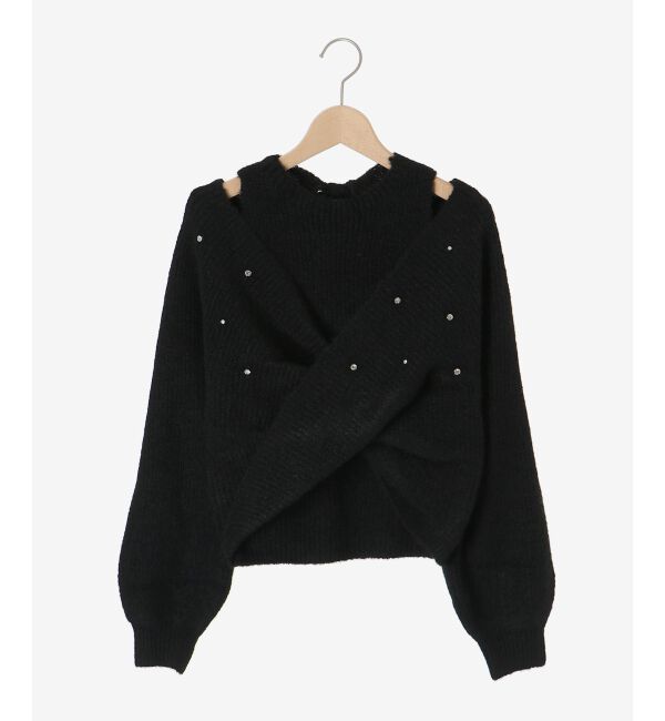  「オープンショルダーカシュクールニット」|ニット・セーター|