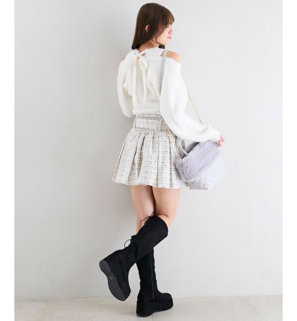  「オープンショルダーカシュクールニット」|ニット・セーター|