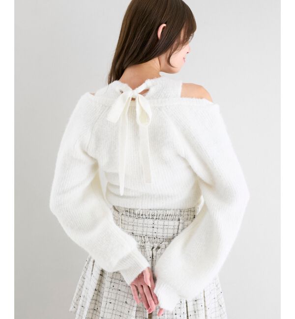  「オープンショルダーカシュクールニット」|ニット・セーター|