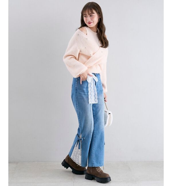  「オープンショルダーカシュクールニット」|ニット・セーター|