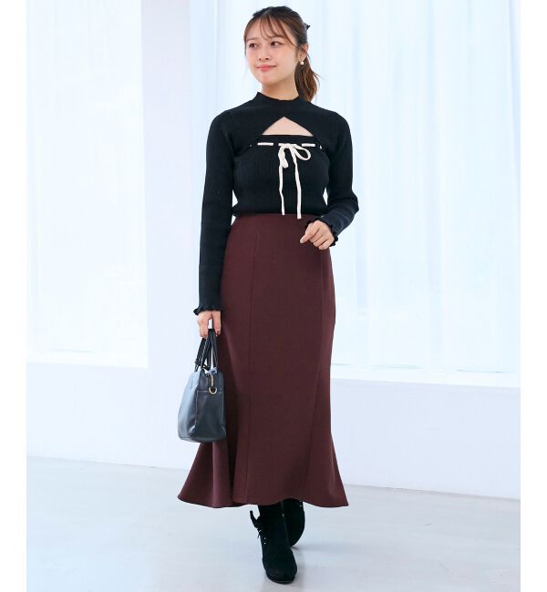  「デコルテオープンリボンニット」|ニット・セーター|