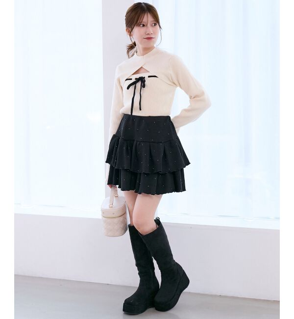  「デコルテオープンリボンニット」|ニット・セーター|