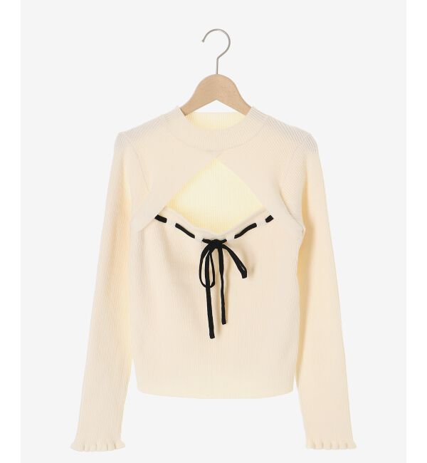  「デコルテオープンリボンニット」|ニット・セーター|