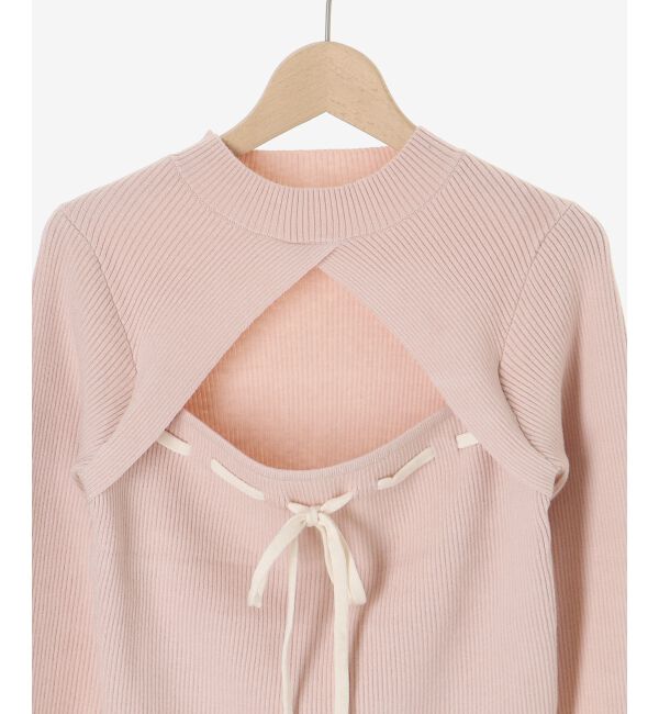  「デコルテオープンリボンニット」|ニット・セーター|