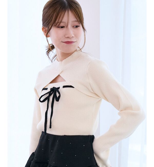  「デコルテオープンリボンニット」|ニット・セーター|