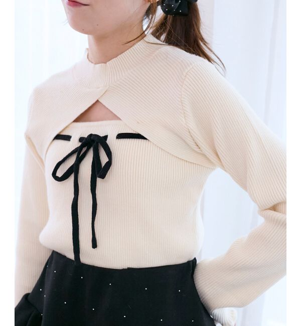  「デコルテオープンリボンニット」|ニット・セーター|