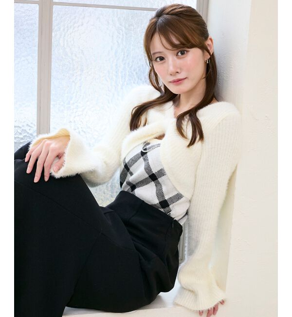  「&infin;リボンボレロドッキングニット」|ニット・セーター|