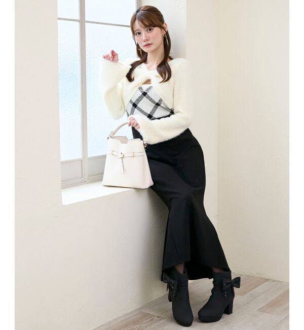  「&infin;リボンボレロドッキングニット」|ニット・セーター|