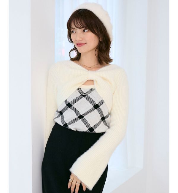  「&infin;リボンボレロドッキングニット」|ニット・セーター|