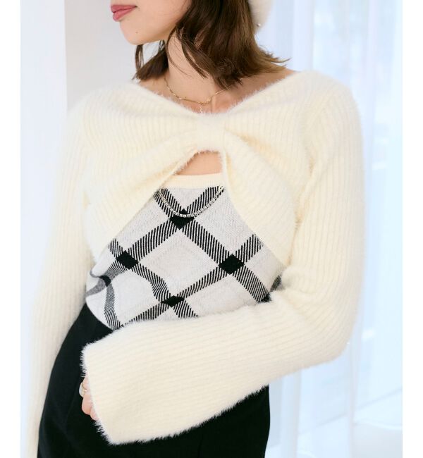  「&infin;リボンボレロドッキングニット」|ニット・セーター|