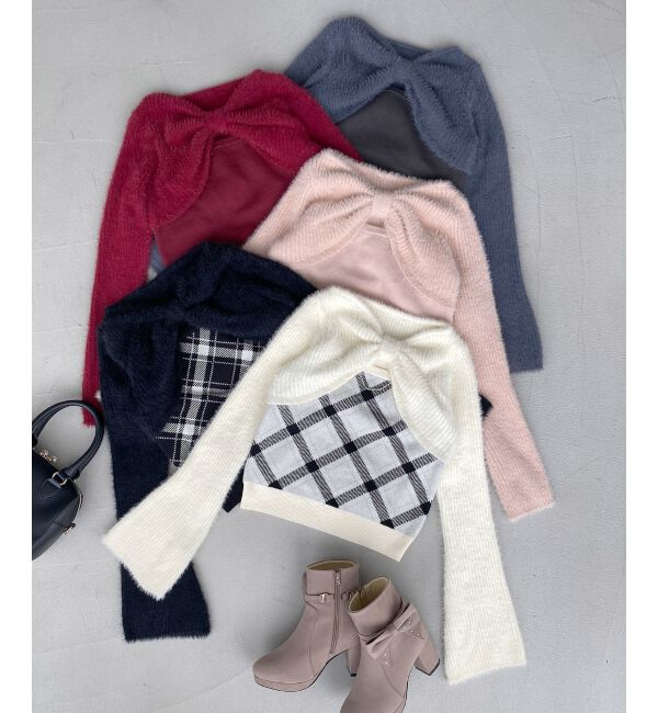  「&infin;リボンボレロドッキングニット」|ニット・セーター|