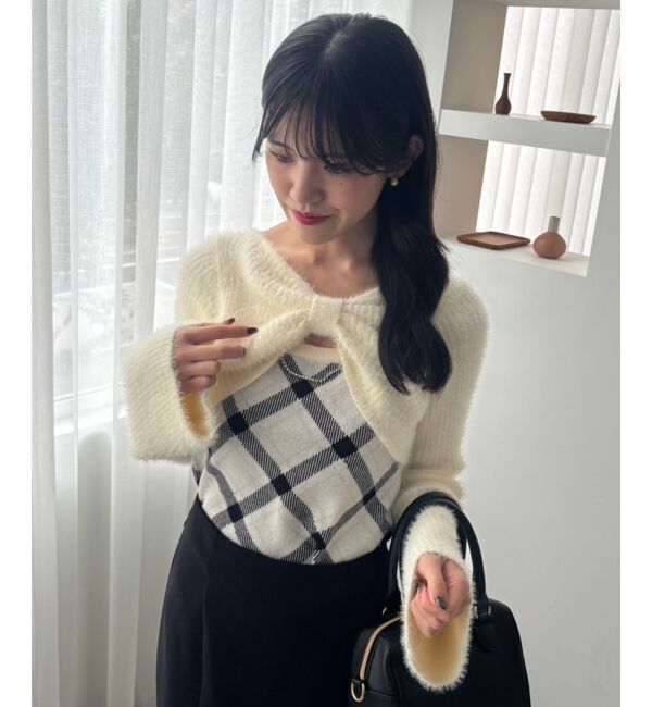  「&infin;リボンボレロドッキングニット」|ニット・セーター|