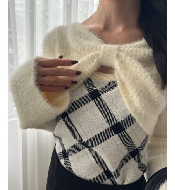  「&infin;リボンボレロドッキングニット」|ニット・セーター|