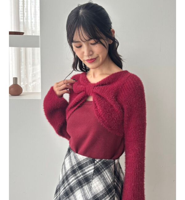  「&infin;リボンボレロドッキングニット」|ニット・セーター|