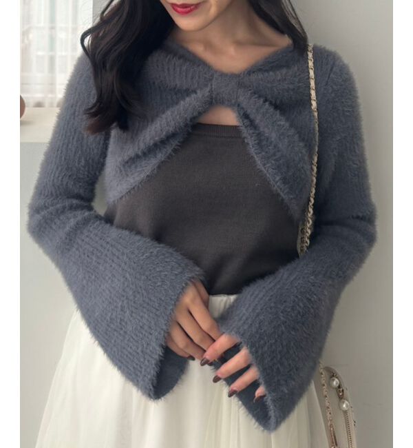  「&infin;リボンボレロドッキングニット」|ニット・セーター|