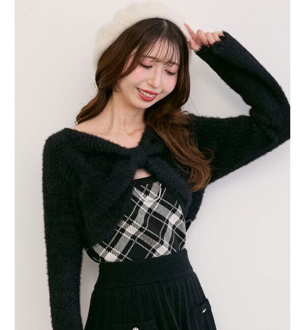  「&infin;リボンボレロドッキングニット」|ニット・セーター|