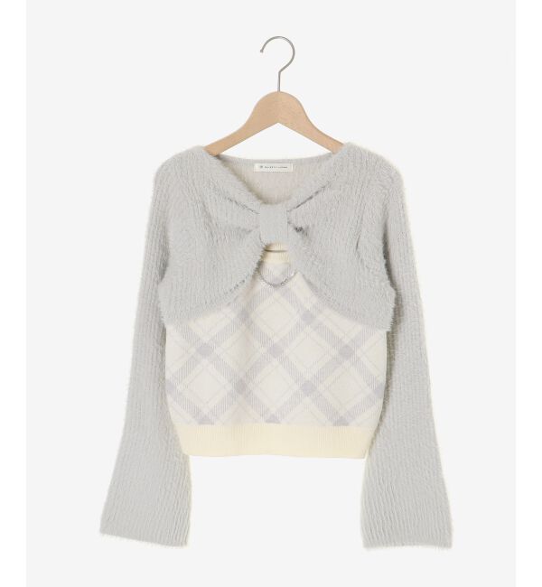  「&infin;リボンボレロドッキングニット」|ニット・セーター|