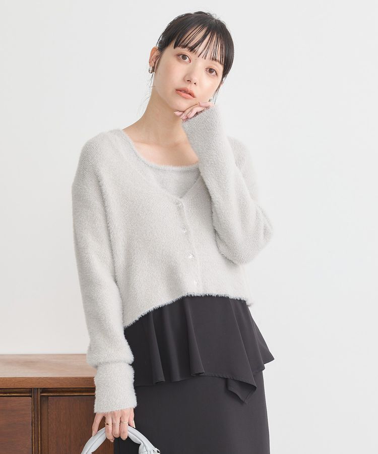 earth music&ecology「SET2点ラメフェザーカーディガン+インナー」|カーディガン|