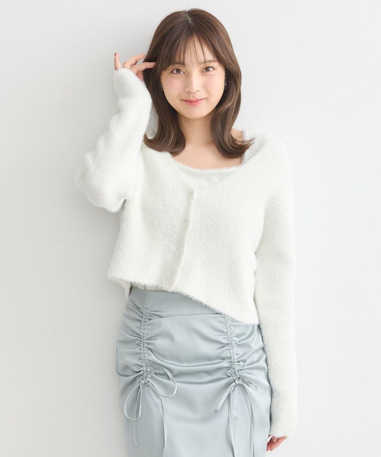 earth music&ecology「SET2点ラメフェザーカーディガン+インナー」|カーディガン|