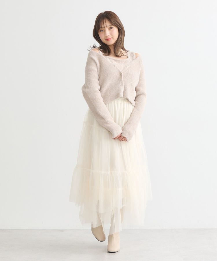 earth music&ecology「SET2点ラメフェザーカーディガン+インナー」|カーディガン|