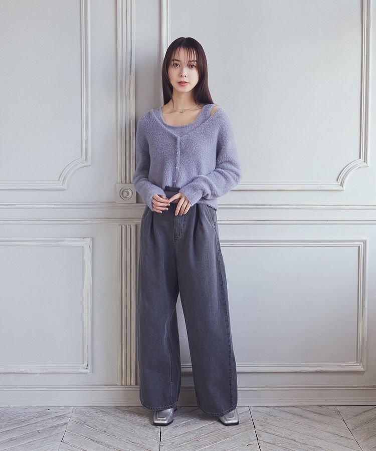 earth music&ecology「SET2点ラメフェザーカーディガン+インナー」|カーディガン|